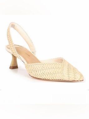 ANTONIO MELANI Kaia Woven Slingback Kitten Summer heels Pump in Cream EUC 10